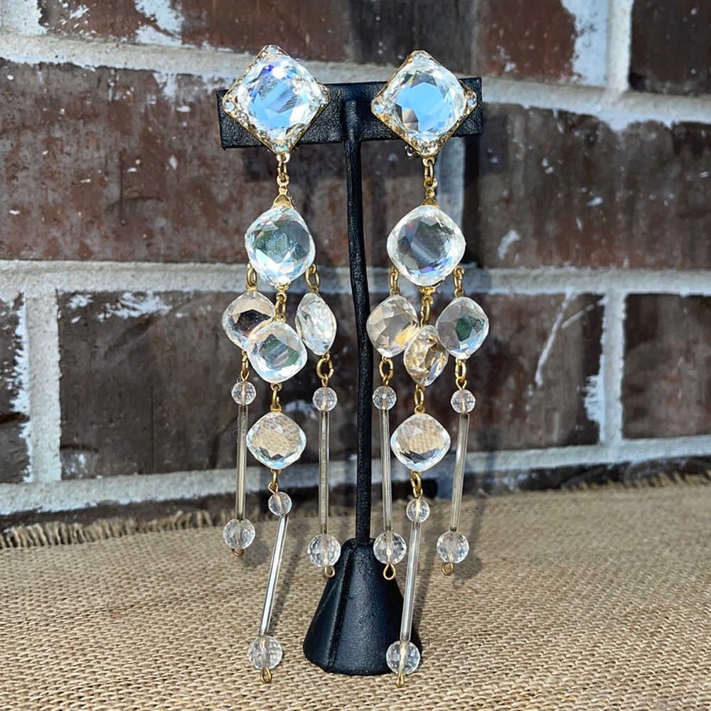 Long Chandelier Clip on Earrings